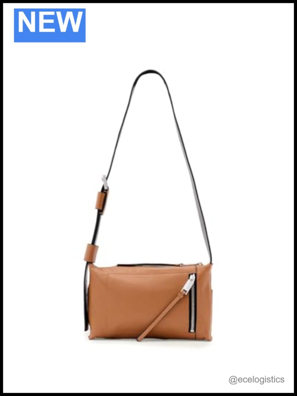 Genuine Leather Zip Crossbody Bag Lightweight Shoulder Purse